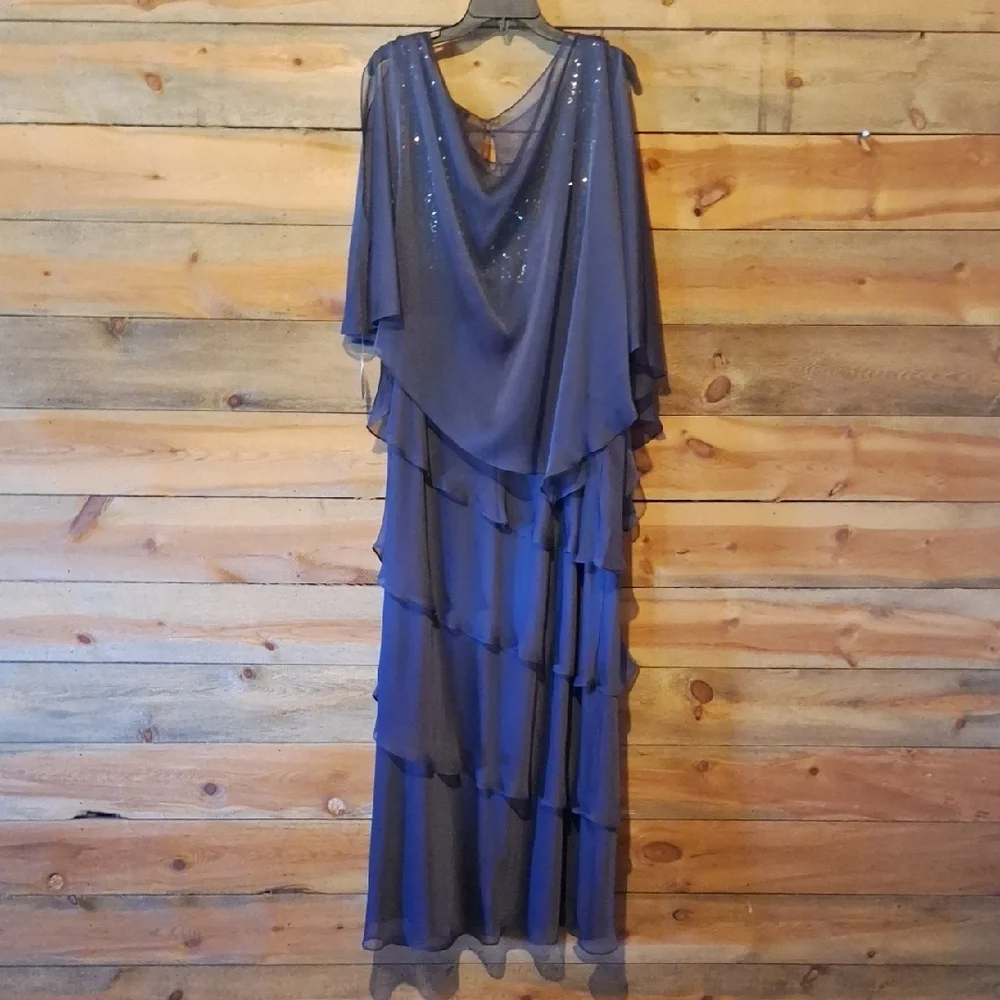 Gray Tiered Embellished Maxi Gown - Picture 6 of 6